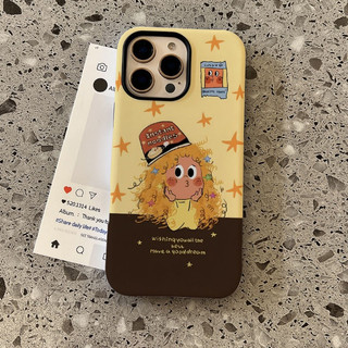 Ốp bảo vệ họa tiết cô gái xoăn ngôi sao 2 trong 1 cho iPhone 11 12promax 13 pro 15pro 15promax 14 14promax 14pro 16 pro max 16 plus 2 trong 1 ốp lưng