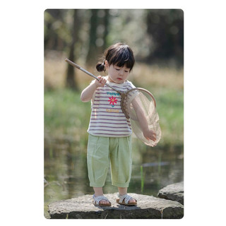Quần cotton bé gái mùa hè chống muỗi, ống rộng thoải mái, kiểu đèn lồng chín điểm