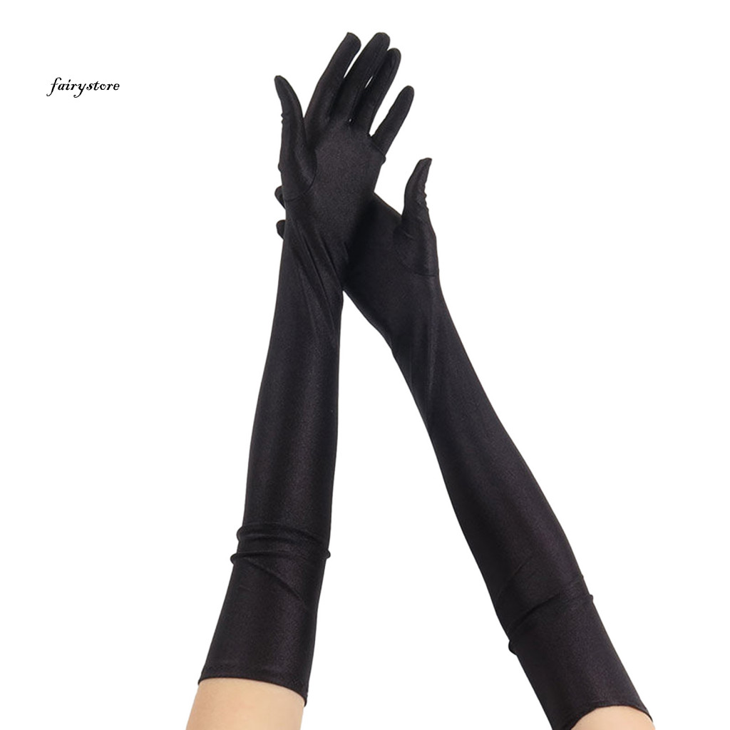 Fairystore| Găng tay co giãn Găng tay dạ hội Găng tay dài khuỷu tay thanh lịch cho bữa tiệc cưới Hiệu suất Cosplay