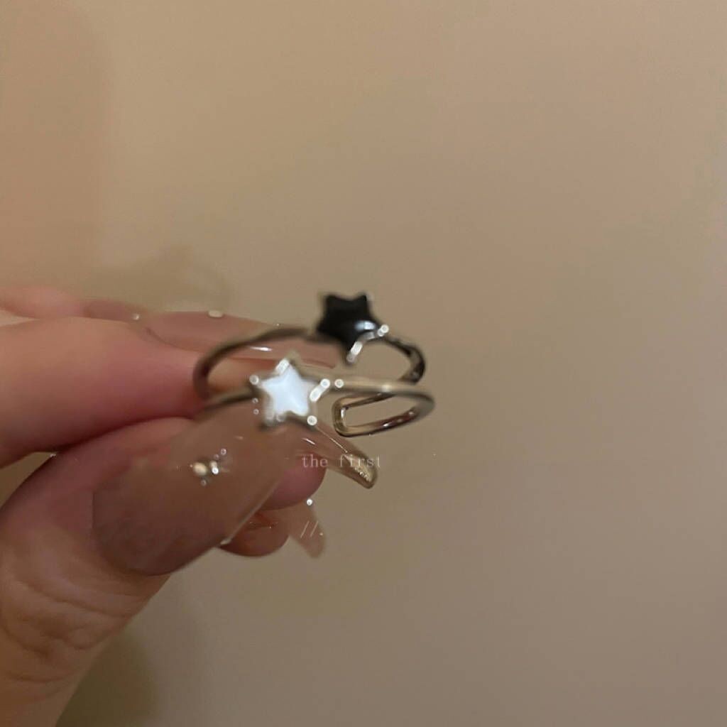 Nhẫn chữ Lucky~ Star cho phụ nữ, kiểu dáng đơn giản, đa năng, phong cách tối giản, nhẫn ngón trỏ, thiết kế độc đáo, nhẫn thời trang cá tính