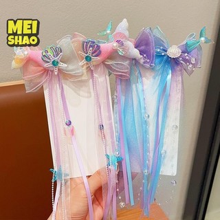 MeiShao 1 Đôi Đuôi Cá Puprle Ruy Băng Bé Nàng Tiên Cá Ăn Mặc Kẹp Tóc Bé Gái Nơ Hoa Kẹp Tóc Phụ Kiện