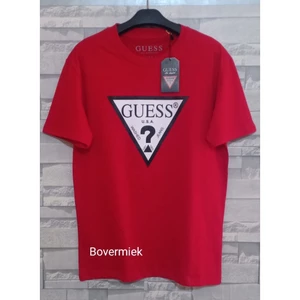 Bán chạy Áo thun ngắn tay cotton 100% chất lượng cao Guess Hàn Quốc có áo thun cổ tròn in dáng rộng, áo sơ mi tay ngắn thoải mái 610 0608