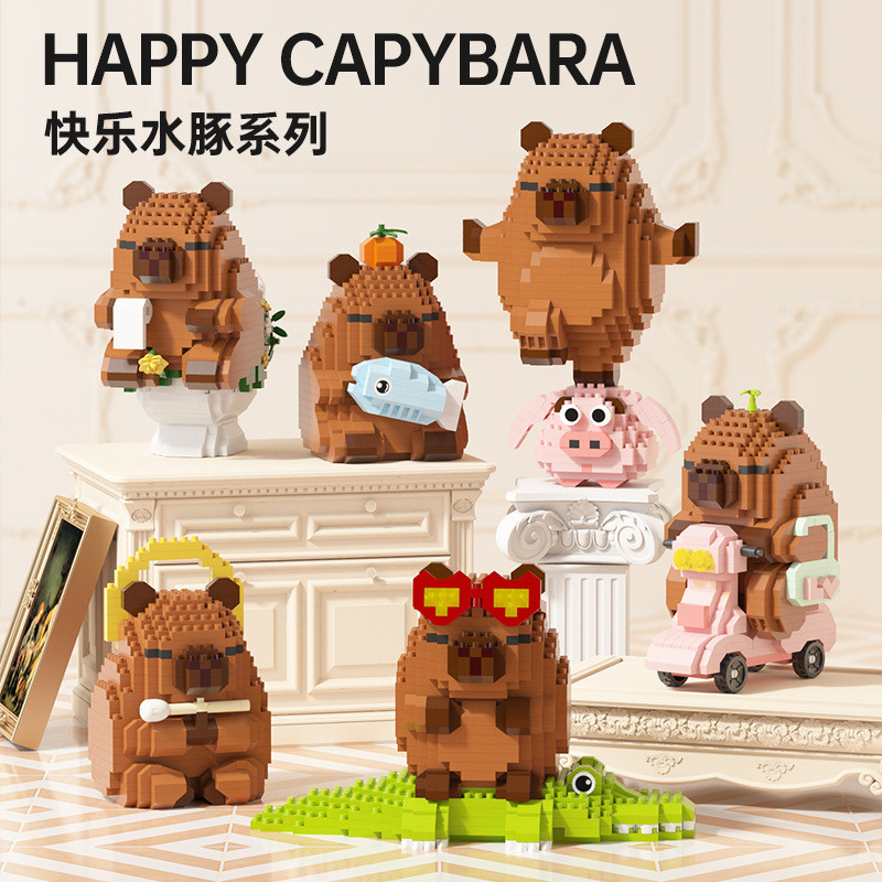 Trẻ Em Capybara Khối Xây Dựng Kapi Series Bala Xếp Hình Lắp Ráp Ba Chiều Hoạt Hình Bé Trai Bé Gái Quà Tặng Sinh Nhật