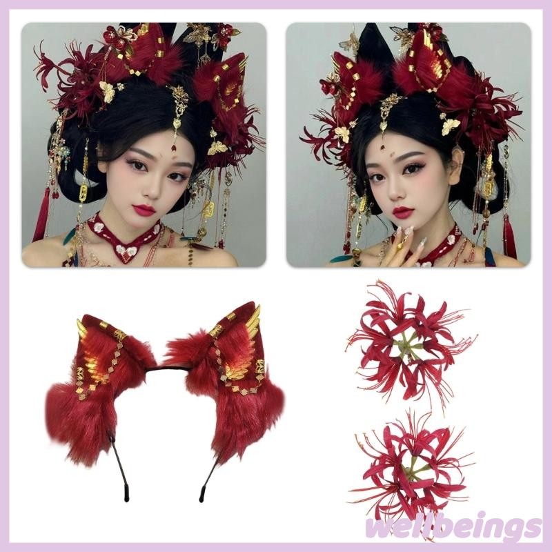 Wellb Vintage Style Ear Hairband Phụ kiện tóc sang trọng để Cosplay và mặc hàng ngày