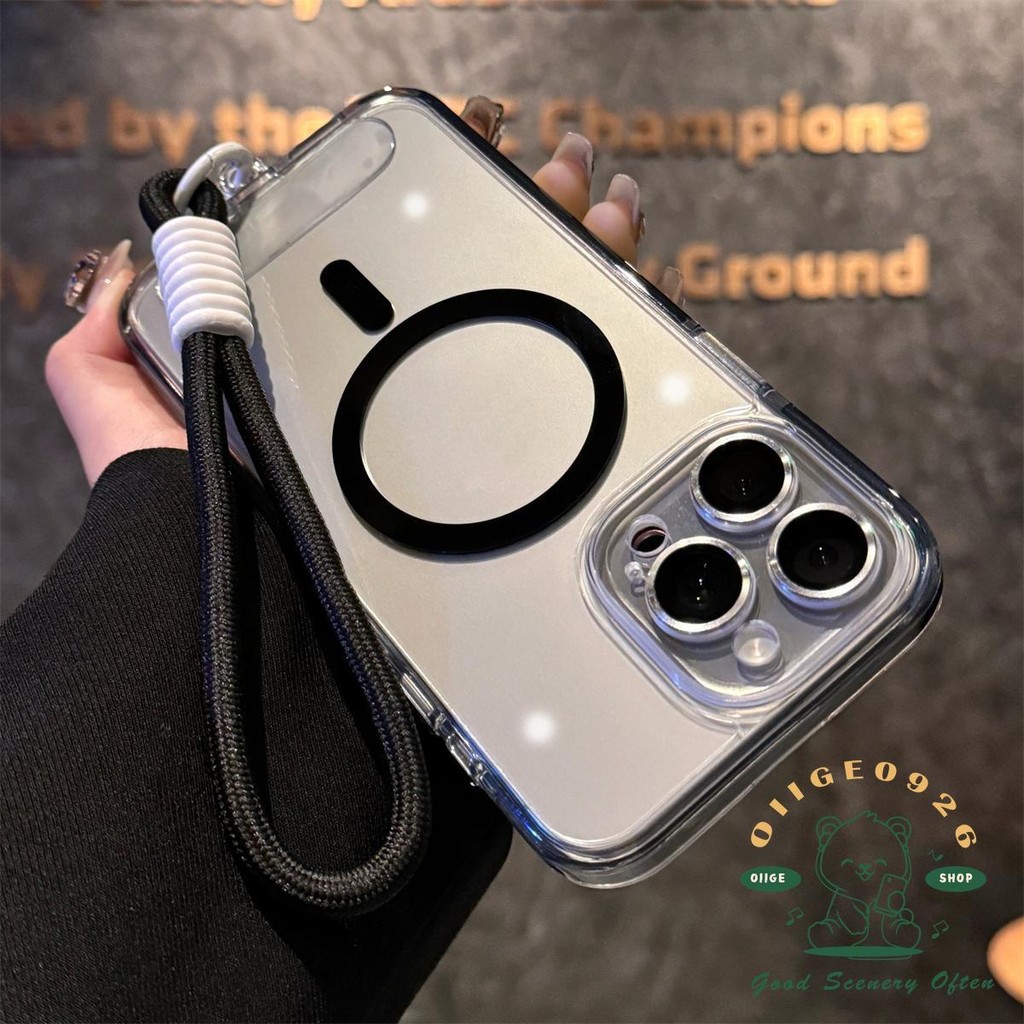 [Vỏ dây buộc] Vỏ điện thoại từ tính pha lê băng hai màu iphone16 Pro Max 15 14 13 12 cho vỏ iPhone Vỏ mềm silicon TPU + PC chống sốc