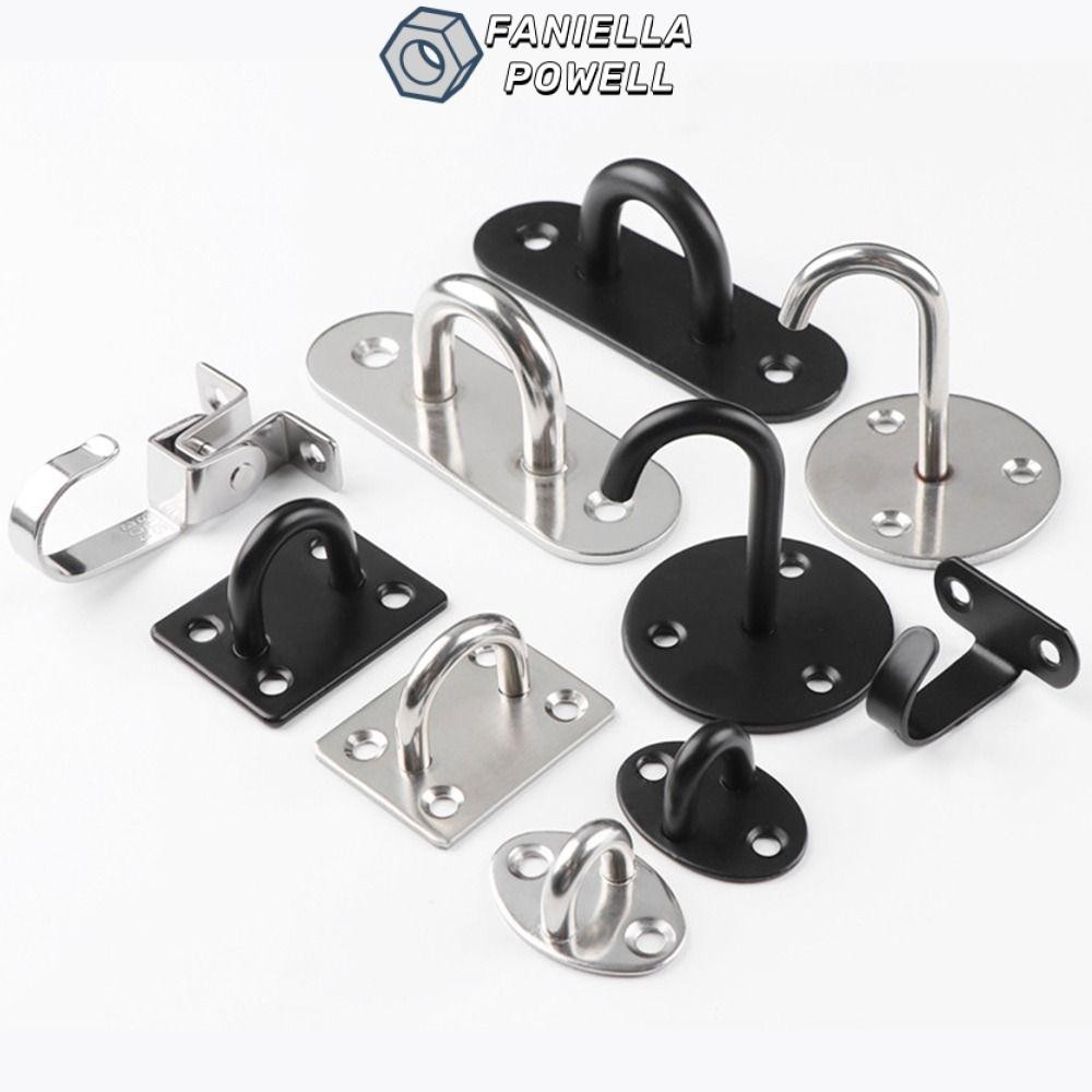 FANIELLAPOWELL 1 Cái Móc Treo Trần, Móc Treo Tường Bằng Thép Không Gỉ Miếng Lót Mắt, Khóa Cửa Hình Chữ U / J Cố Định Cho Đèn Quạt