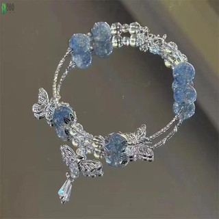 Vòng tay bướm phong cách Trung Quốc dễ phối cùng vòng tay thủy tinh lấp lánh làm quà tặng kỷ niệm ngày đính hôn sinh nhật