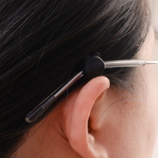 [3-5 Ngày Đến] Bear Ear Glasses - Vỏ Chống Trơn Trượt 5-25Pack, Kính Mắt Silicon Mềm Cho Thể Thao, Thiết Kế Dễ Thương - Đen / Trắng