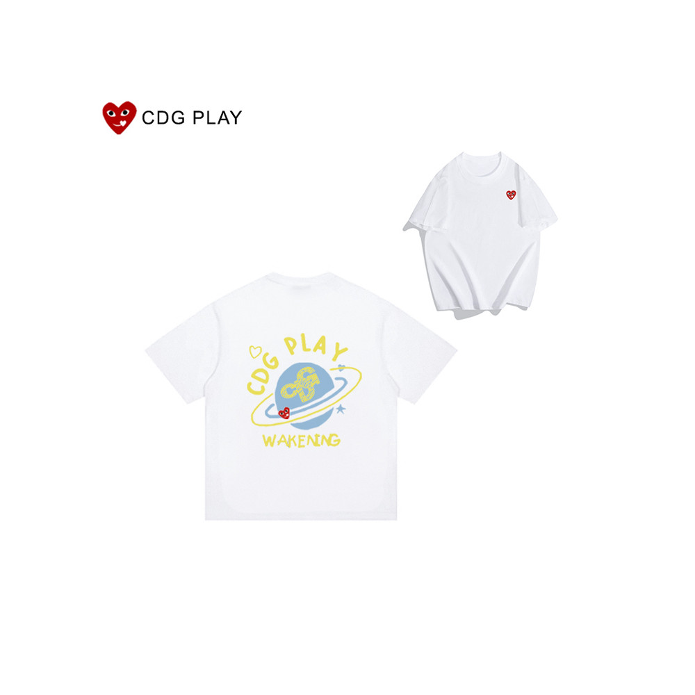 CDG PLAY Nam Nữ Tay Ngắn 2025 Mùa Hè Nửa Tay Cặp Đôi Thể Thao Top Áo Thun Rời Dạo Phố Hình Trái Tim
