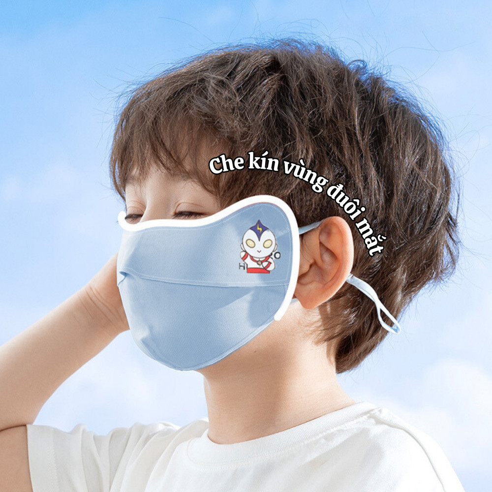 Khẩu trang chống nắng cho bé thiết kế 2 lớp chống tia UV vải lụa băng mát lạnh mềm mại thoáng khí