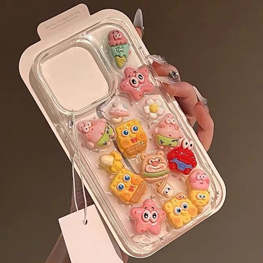 Ốp Điện Thoại Nhựa SpongeBob Patrick Star Cho iPhone 17 Pro Max 16 Plus 15 14 13 12 11 Vỏ Bảo Vệ Chống Sốc