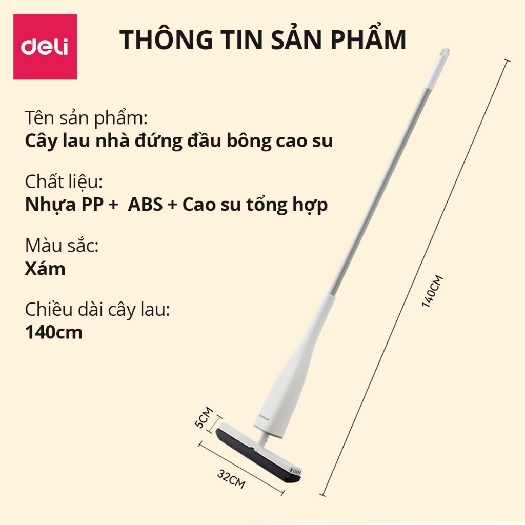 Cây lau nhà mút xốp tự vắt thông minh DelixVusign cao cấp siêu thấm hút tiện lợi dễ dàng vệ sinh mọi ngóc ngách | BigBuy360 - bigbuy360.vn