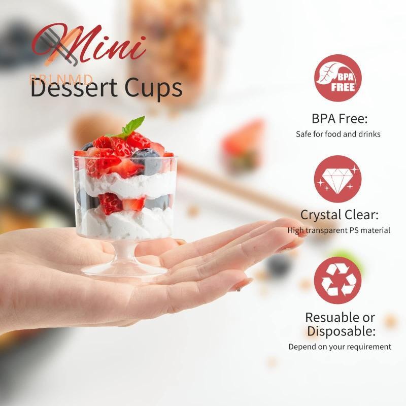 RRLNMD 5 Chiếc 60ml Mini Cốc Rượu Nhỏ Ly Rượu Có Thể Tái Sử Dụng Rượu Uống Cốc Nhựa Tráng Miệng Cốc Trong Suốt Mousse Thạch Sữa Chua Cốc MỚI