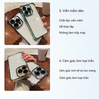 Ốp lưng iPhone túi khí chống sốc, kèm nắp bảo vệ camera cho iPhone 11 12 13 14 15 16 17 Pro Max