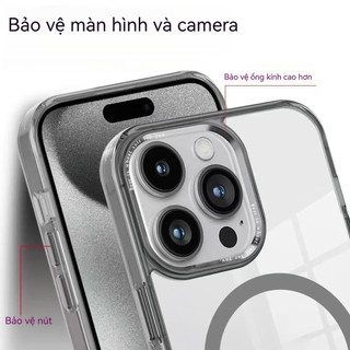 Ốp lưng TPU trong suốt cao cấp chống sốc không ố vàng hỗ trợ sạc không dây cho iPhone 16 15 14 13 Pro Max 14 15 16 Plus