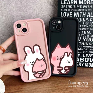 ibumpers Ốp Điện Thoại iPhone Cặp Đôi Họa Tiết Chú Thỏ Dễ Thương Ốp Lưng Dày Dặn Silicon Mềm Chống Rơi Chống Sốc Cho IPhone 16 15 14 12 13 11 Pro Max IP 7 8 Plus X XS XR