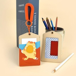 Vỏ thẻ RISEDOT, Hộp đựng thẻ dây chuyền có thể thu vào mùa xuân nhiều màu, Bền PU Panda Rabbit Piggy Dog Cat Card Tay áo thẻ xe buýt
