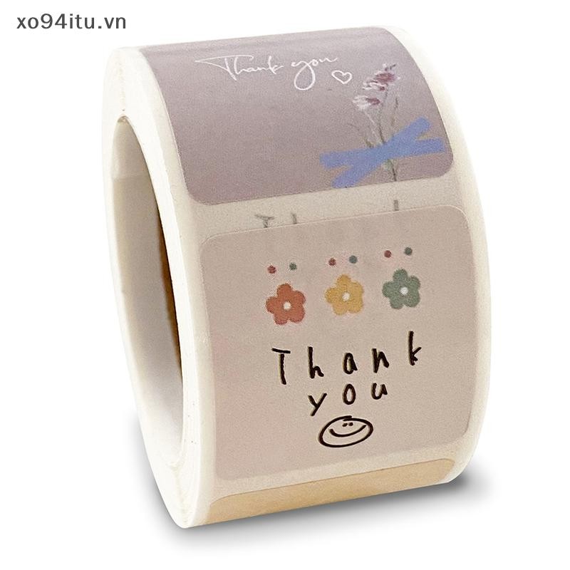 XOITU 300 Cái / Cuộn Hoạt Hình Dễ Thương Hoa Cảm Ơn Bạn Dán Ngày Lễ / Sinh Nhật / Tiệc Cưới Quà Tặng Trang Trí Con Dấu Miếng Dán Phong Bì Nướng Bánh Nhãn VN