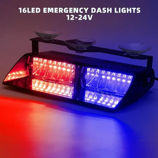 16LED Khẩn Cấp Dash Xe Ô Tô Kính Chắn Gió Cảnh Báo Flash Nhấp Nháy Có Cốc Hút Cho Xe Tải Nhấp Nháy Đèn Tín Hiệu 12V