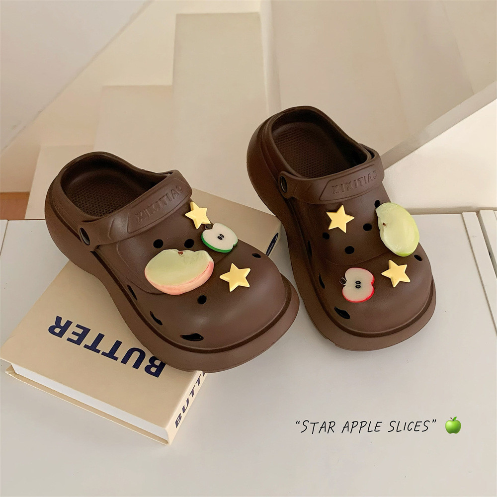 XIXITIAO Dép Sandal Dễ Thương EVA Đế Dày Tăng Chiều Cao Nữ Mùa Hè Đi Biển Dép