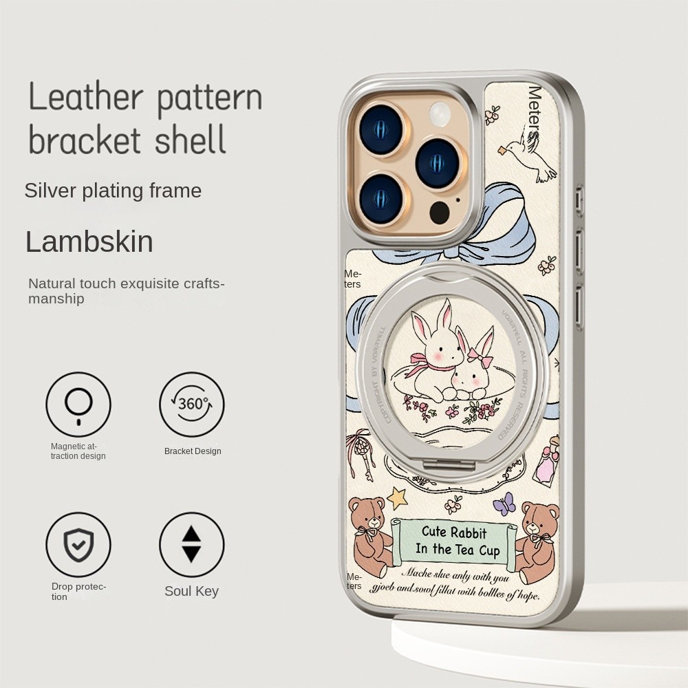 Ốp bảo vệ gấu thỏ toàn diện cho IPhone 16 Promax 15 Pro chống sốc 13 / 14