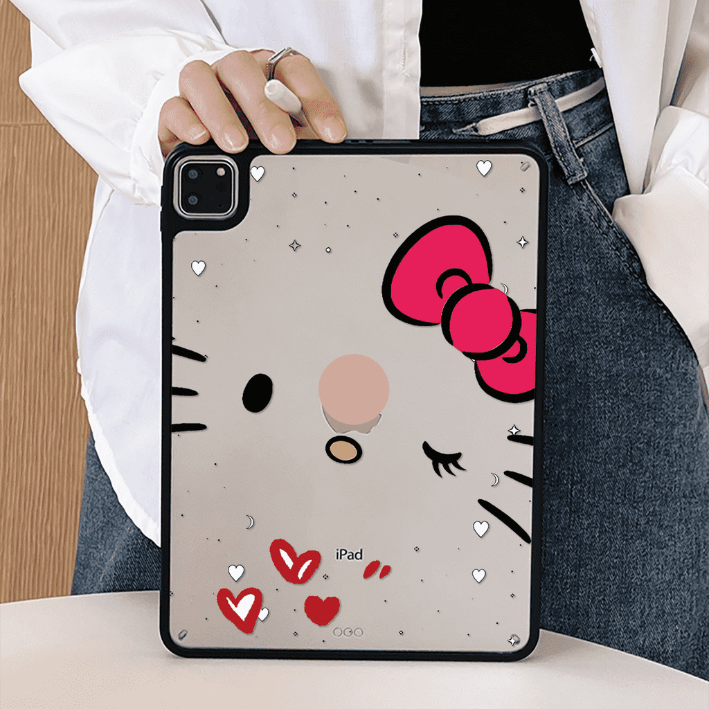 Ốp Lưng Acrylic Cứng Nơ Đỏ Cho Mini6 Mini7 A17Pro IPad 5 6 7 8 9 10 11 A16 Air 2 3 4 5 6 Air 11 M2 Pro10.5 10.2 "Pro11 2018 2020 2021 2022 M4 Pro13 2024 2025
