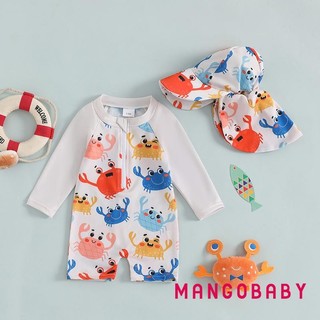 MG-Toddler Bé Trai Bé Gái Rash Guard Đồ Bơi Có Mũ 2 Chiếc Set Zip Up Đồ Bơi Cho Bé