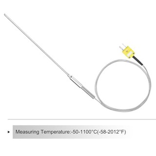 Cặp nhiệt điện loại K có phích cắm, đầu dò cảm biến nhiệt độ máy đo -50 đến 1100°C, Dây 3,3ft
