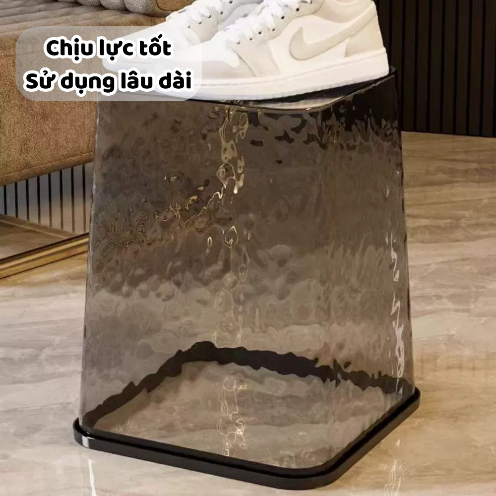 Thùng Đựng Rác Trong Suốt Vân Kim Cương DINOHOME, Xô Trong Suốt Đựng Đồ Đa Năng Tiện Lợi