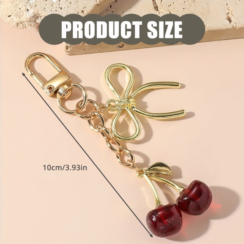 Bang Shimmering Crystal Cherries Móc khóa Mặt dây chuyền Phụ kiện dành cho nữ Valentine