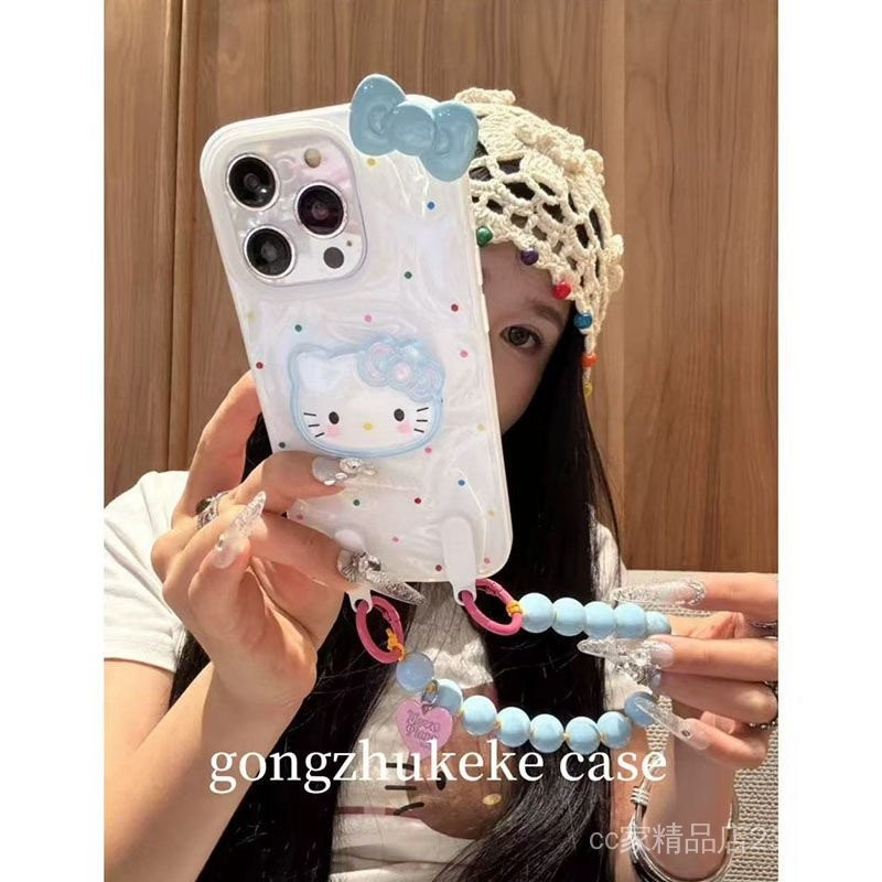 Ốp lưng họa tiết chấm bi KT Cat tương thích iPhone 16 Pro Max 15 mới 14 chống sốc 13/12/11
