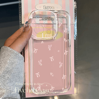 Ins Hàn Quốc Cô Gái Dễ Thương Nơ Màu Hồng Đơn Giản Trong Suốt Cho iPhone 11 16 15 14 13 12 Pro Xs Max XR X 7 8 6 6s Plus SE Mềm TPU Ốp lưng Bảo Vệ Chống Rơi Ốp Lưng