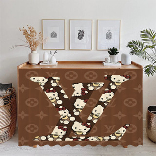 LV Light Phong cách sang trọng Rèm tủ Polyester họa tiết thương hiệu cao cấp, Rèm chống bụi nhà bếp và rèm xấu xí chống dầu, chống thấm nước và dễ lau chùi (không bao gồm thanh)