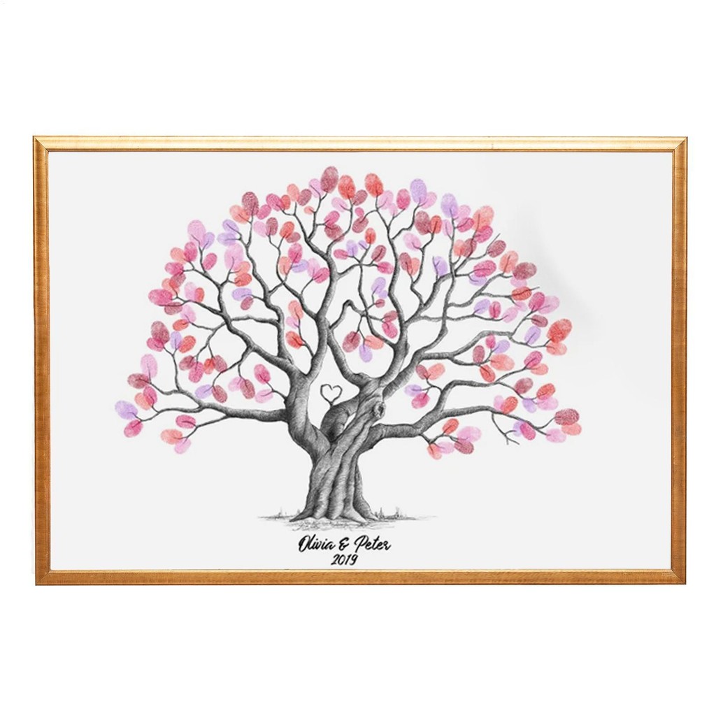 Fingerprint Tree Canvas Creative Guest Book Large Wedding Fingerprint Thumbprint Tree Family Signature Canvas gelhvn