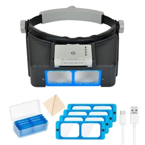 Exhila Sạc Đầu Gắn Kính Cường Lực Với Độ Phóng Đại 4 Đèn LED Để Sửa Chữa Đồng Hồ Trang Sức Thủ Công Nha Khoa Làm Việc