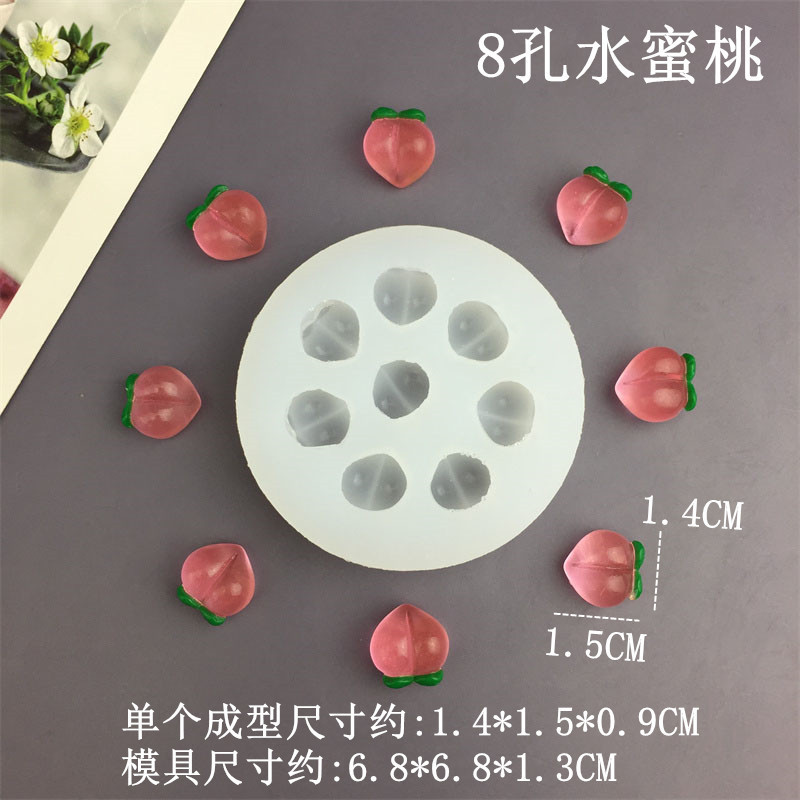 Mini Trái Cây Đào Kumquat Xoài Anh Đào Xanh Nho Lựu Nhựa Thực Phẩm Chơi Khuôn Silicon Kẹo Mềm Bánh Quy Sô Cô La Fondant Bánh Trang Trí Khuôn