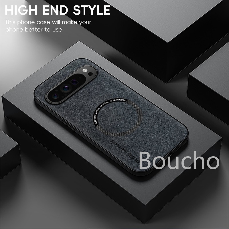 Dành cho Google Pixel 9 Pro XL 7A 8A 7 8 Pro Sạc không dây từ tính Vỏ điện thoại bằng da PU mỏng