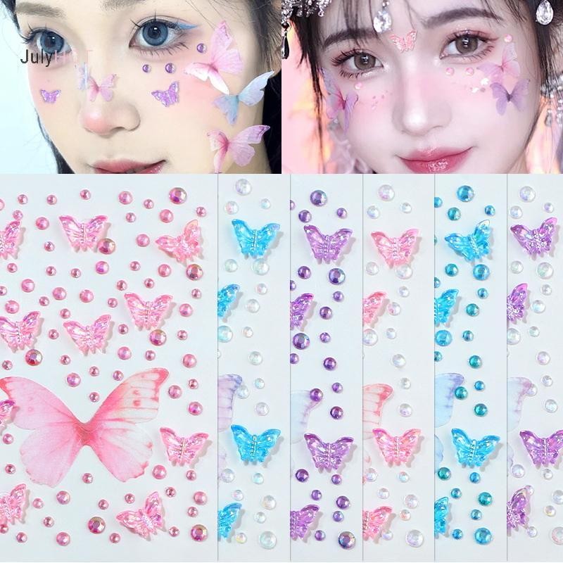 JULYHOT Mặt Kim Cương Giả Miếng Dán Đá Quý Pha Lê Hình Xăm Tự Dính Body Brow Trang Điểm Phối Kích Thước Cổ Tích Làm Đẹp Nhiều Màu Sắc Massivedeals