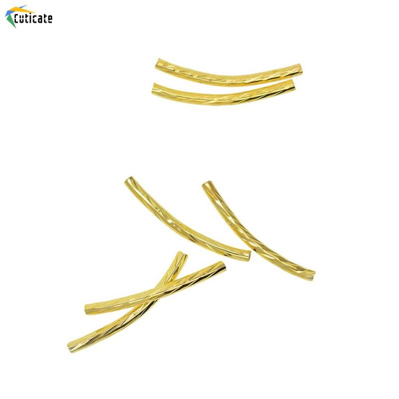 Cuticate 50 Mảnh Khắc Đường Cong Miếng Đệm Ống Rời Mì Hạt DIY Trang Sức Làm Phụ Kiện Cho Vòng Cổ Vòng Tay 25x2mm