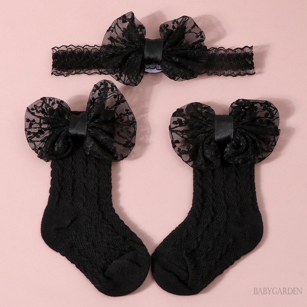 / / -Baby Girls Tất Băng Đô Bộ Thoáng Khí Đan Nơ Công Chúa Tất Cho Tiệc Cưới Chụp Ảnh