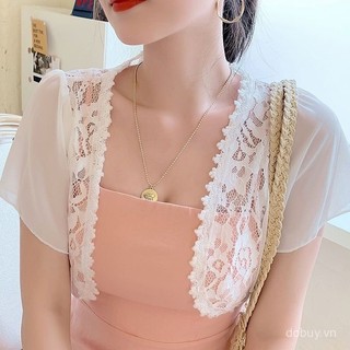 Áo khoác Bolero nữ cỡ lớn màu trắng đen tay ngắn, áo khoác ren Bolero filipiniana cho phụ nữ