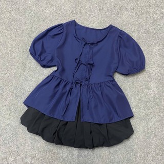 Set Áo Váy Bigsize Nữ Áo Babydoll Tay Phồng Kèm Váy Váy Bí Dễ Thương CHo Chubby A191/CV413