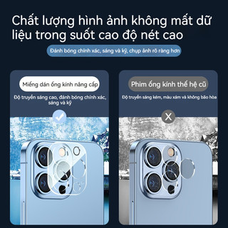 Kính bảo vệ camera iPhone 9H full keo trong suốt cho iPhone 17 16 15 14 13 12 11 Series