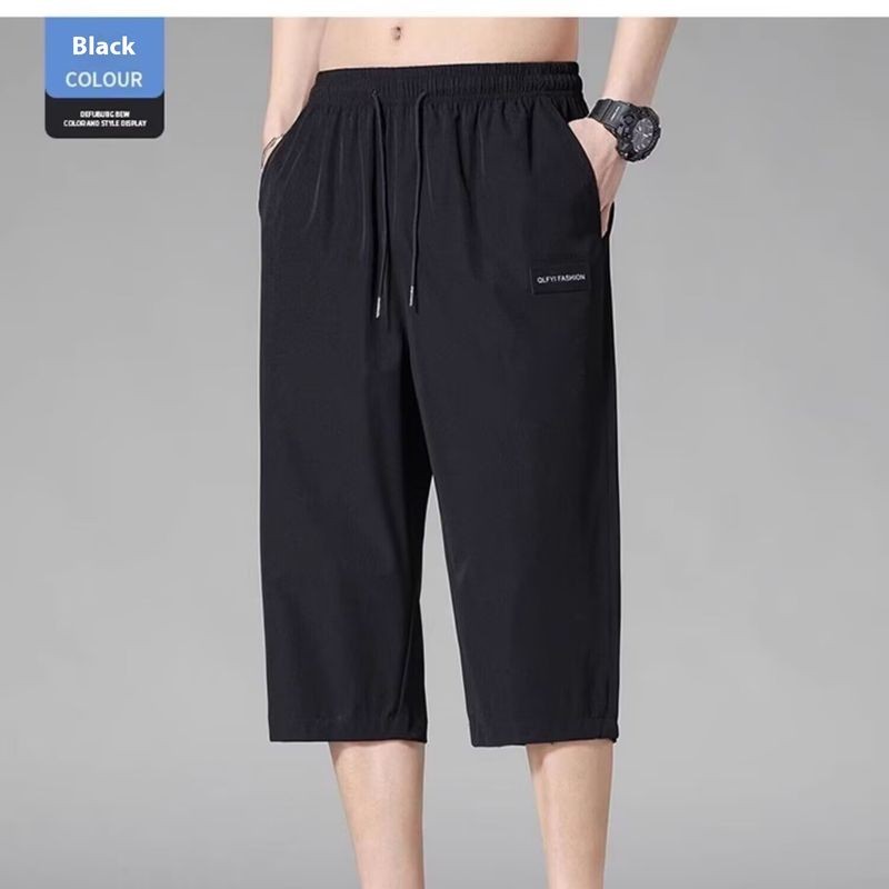ThaliaWisp Quần bảy phần tư bằng lụa băng mùa hè dành cho nam, Quần short khô nhanh dáng rộng vừa vặn