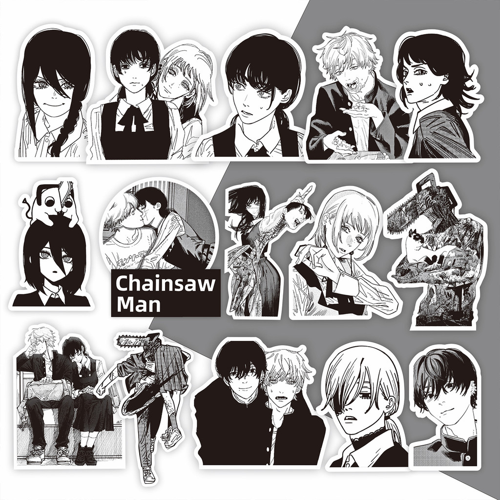75 Chiếc Chainsaw Man Sticker Pack - Đen & Trắng Denji, Đề Can Reze Cho ...