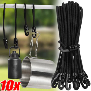 Dây thun hạng nặng Dây Nylon co giãn 300% - Dây buộc bánh răng chống nước cho đèn pin / phím / bản đồ, Phụ kiện ngoài trời đa năng 10 / 15 / 25cm (Gói 3 / 5 / 10 chiếc màu đen)