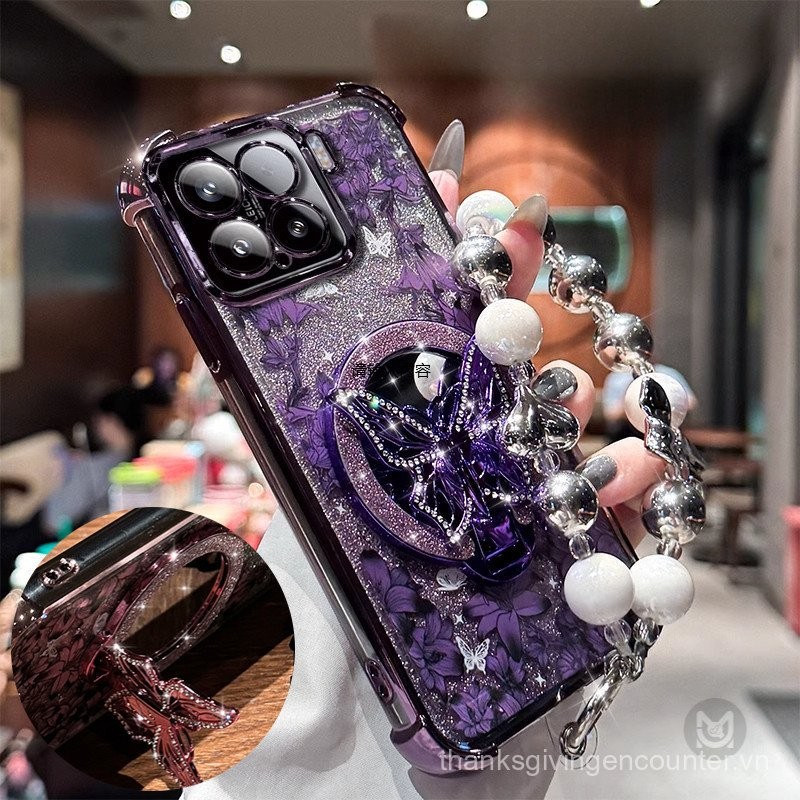 Ốp lưng cho infinix Hot 50i 40Pro 30i 30Play Note 30 40 50 Pro Plus, ốp kim cương hình bướm có gương và dây đeo