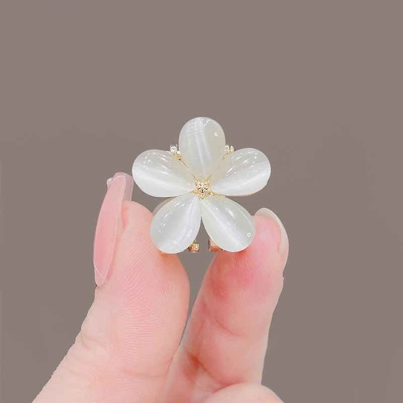 MAUROPOLI [Sẵn sàng] Đầu công chúa đơn giản cao cấp Kẹp trầy xước nhỏ Opal Hoa năm mảnh Kẹp tóc đầu bên