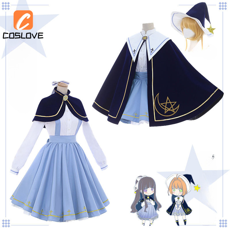 Anime Cardcaptor Sakura Cosplay Quần Áo Trọn Bộ Trang Phục Cho Người Phụ Nữ LOLITA Xanh Áo Choàng cosplay