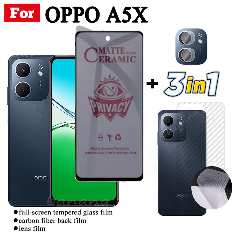3 TRONG 1 OPPO A5X Phim Gốm Sứ Chống Gián Điệp Riêng Tư Cho OPPO A5 Pro A3 Pro A3X A5 Ống Kính Máy Ảnh Kính Bảo Vệ Màn Hình Và Phim Mặt Sau
